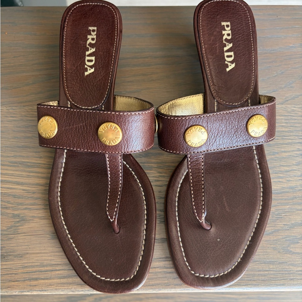 Prada Dark Brown Leather Women’s Sandals